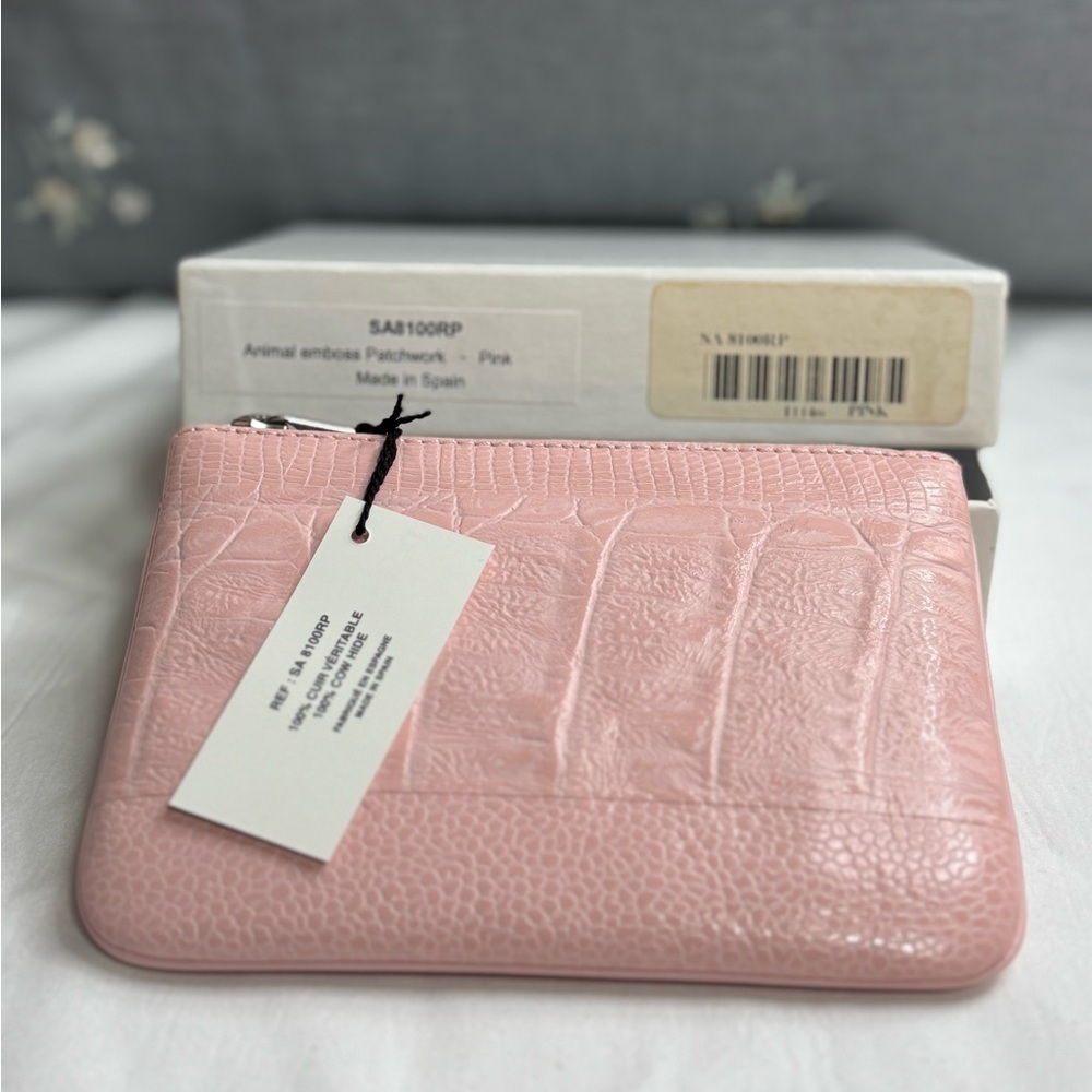 Comme des Garcons Pink Embossed Leather wallet NWT